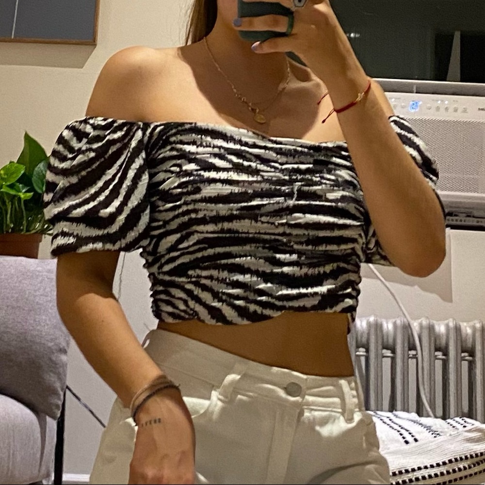 Zebra crop top with sleeves
